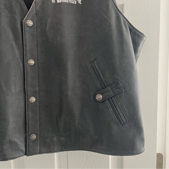 SOLD xlist Harley Davidson TWIN CAM Style Black Leather Vest Men's Size XXXL 3XL - Picture 14 of 14